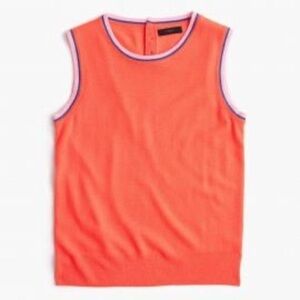 JCrew Women’s Tipped Shell Tank Top Merino Wool Large Orange Spring Preppy